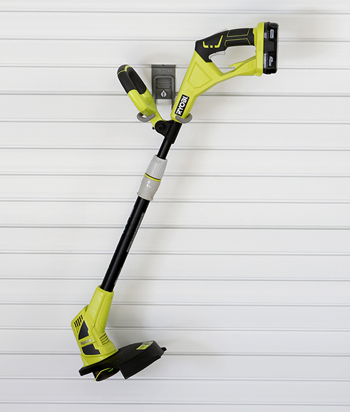 Weed eater storage hook outlet